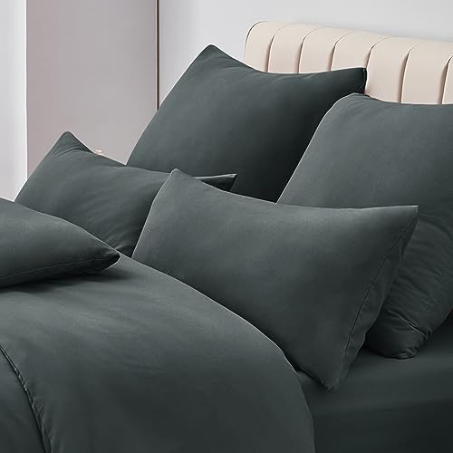 Aisbo Kissenbezug 80x80 2er Set - Kopfkissenbezug 80 x 80 Anthrazit mit Reißverschluss aus Mikrofaser, ÖKO-TEX Pillow Cover 80x80cm… – Ansicht 3