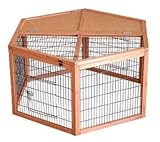 CANCELLINO D'INGRESSO sunray Box RECINTO Cani Cuccioli Conigli FURETTI Baby Run EXAGONAL Legno con Parasole