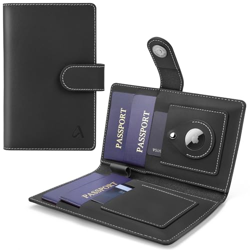ALLIVE Genuine Leather AirTag Passport Wallet