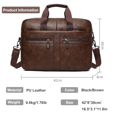 Maletín de cuero para laptop hombre 16 pulgadas negro miniatura 7