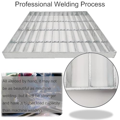 Image of Galvanized Steel Drain Grate, Driveway Channel Cover 16x16 in