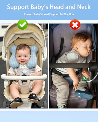 Image of KAKIBLIN Baby Travel Pillow, Upgraded Baby Neck Pillows for Car Seat, Infant Neck Support Pillow for Head and Neck,Newborn Head Support for Car Seat,Pushchair