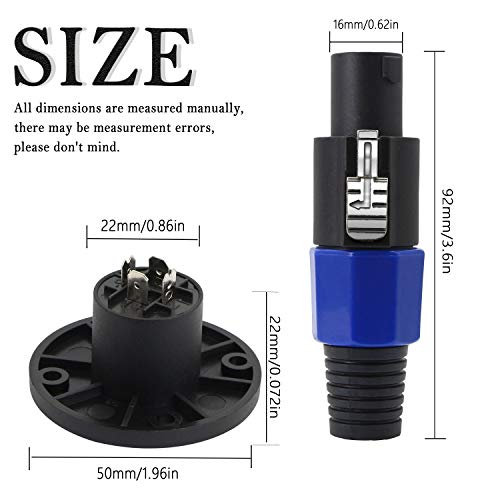 Speakon NL4FC?GELRHONR NL4 Connector Round Speaker Plug Twist Lock 4 Pole Speaker Plug Compatible with Speakon NL4FC, NL4FX, NLT4X, NL2FC, NA4LJ, NA4LJX, NL4MP, NL4MPR - 2 Pairs