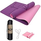 IYAQILEHE Esterilla Yoga TPE, Colchoneta Yoga Antideslizante Yoga Mat con Líneas de Orientación Alfombrilla Pilates No Tóxico Alfombra Yoga para Deporte Ejercicio Sala de Yoga 183 * 61 * 0.6 cm