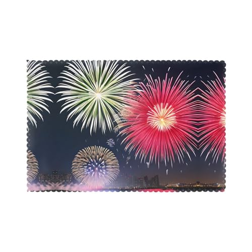 Splendid fireworks Place mat 6-piece set 12x18 inches Exquisite pattern table mat Banquet party decoration mat