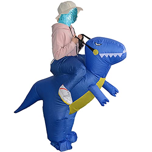 mewmewcat Bonito Adulto Traje de Dinossauro Inflável Terno Operado por Ventilador de Ar Andando Vest