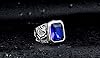 HIJONES Men's Stainless Steel Cubic Zirconia CZ Vintage Carved Square Gemstone Ring Blue Size N 1/2 #1