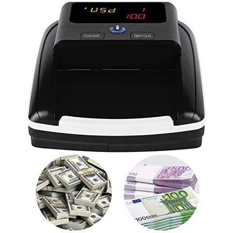 BISOFICE Counterfeit Bill Detector, Portable Money Counter Machine, Automatic Money Detection USD Euro by UV/MG/IR/Image/Paper/Quality/Size/Thickness, Suitable for Small Businesses Stores, Save Time Cover