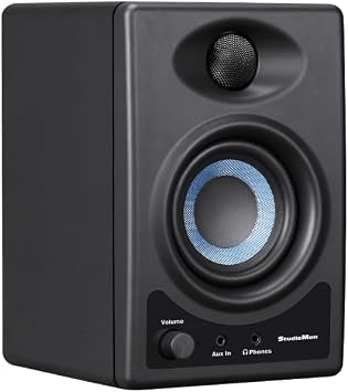 StudioMan MS3 2-Way Near Field Active Studio Monitor Speaker for Hi-Fi Audio,Desktop Computer,Near Field Music Production,3.5-Inch, 50W,Black,Pair