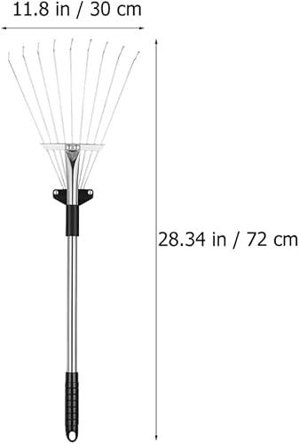 Miniatura 6 de NUOBESTY Rastrillo telescópico plegable para hojas, rastrillo de jardín de metal ajustable, cabeza de aluminio plateado, agarre de plástico, 28.30