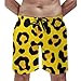 Mens Quick Dry Swim Trunks, Fashion Swimming Board Shorts with Mesh Lining Animal Skin Cheetah Leopard Leather Print Yellow Drawstring Summer Bathing Suit Beach Shorts (L)
