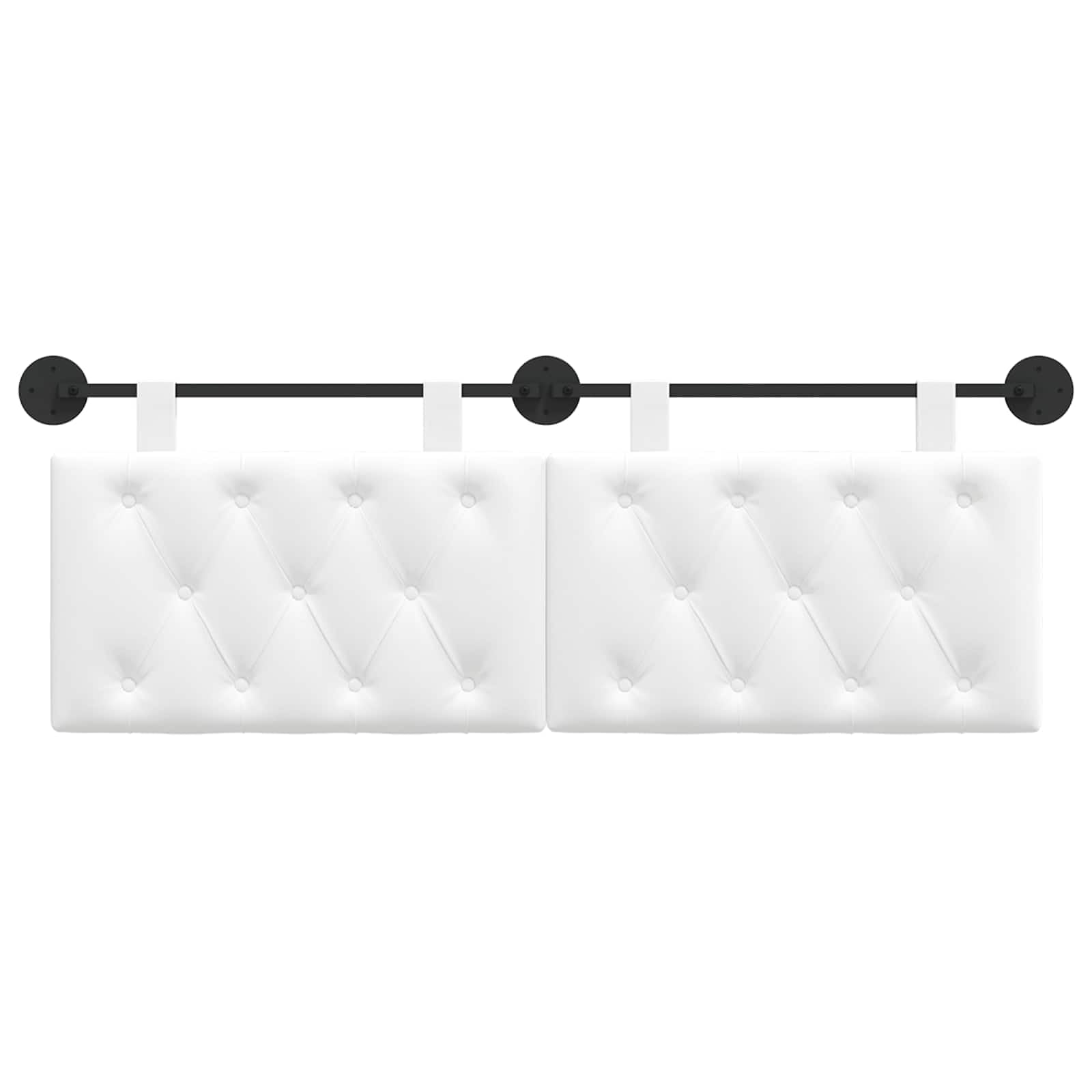 Cabecero colgante de tela blanca con relleno de espuma 130 x 55 x 7 cm, montaje en pared, juego de 2 cabeceros tapizados para dormitorio, habitación de invitados, cama doble, respaldo y cojín