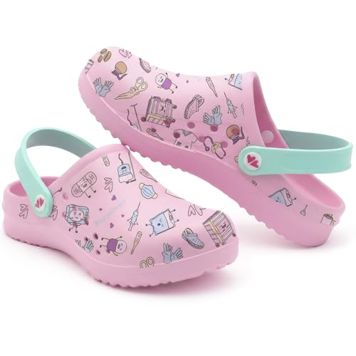 Nurse is Love Zuecos Enfermera - Zuecos Sanitarios Mujer, Zapatos de Trabajo de Mujer| Regalos Enfermera | Enfermera Accesorios & Vet - Coffee 38