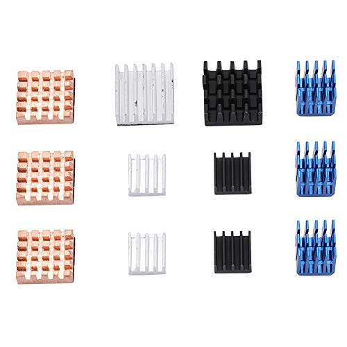 Bewinner 12pcs Heat Sink for Raspberry Pi 3 Model B - Aluminum and Copper Heatsink with Adhesive - Lower The Temperature of The Chip to Prevent System Failures - Easy to Use