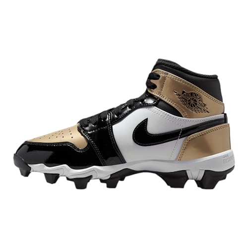 Jordan 1 Mid Little/Big Kids Cleats (HF6883-701 Metallic Gold/White/Black) Size 4.5