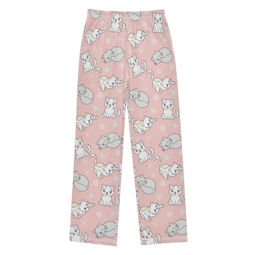 Cute Animal Cats Pink Boys Pants for Kids Jogger Pants with Pockets S-XL
