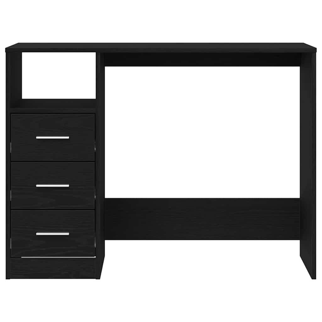 Scrivania con cassetti 102 x 50 x 76 cm legno lavorato colore rovere nero