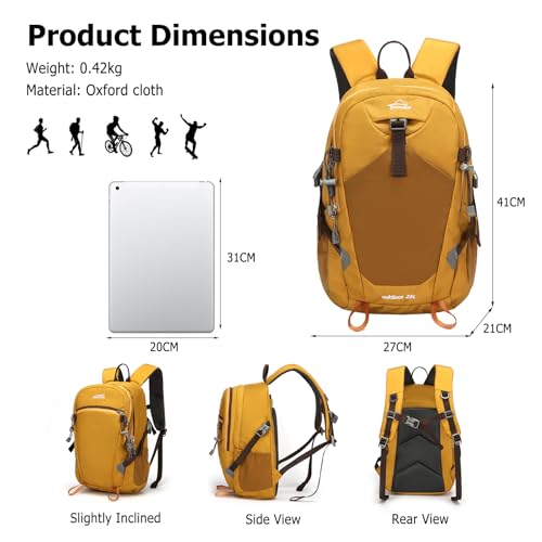 Mochila de senderismo 25L impermeable y ligera amarilla miniatura 3
