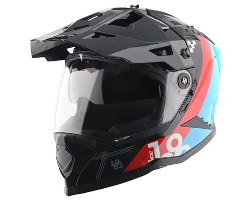 Image of Vega VF 11 Dirt-X Aircraft Full Face Riding Helmet with Aerodynamic ABS Shell, Shock Absorbing Interior, Ventilated Comfort Fit, Racing -Inspired Design - Black Red