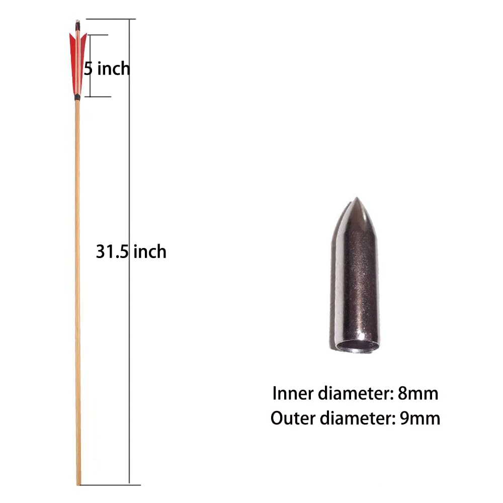 Generico Tiro con L'Arco 6/12 Pezzi frecce di Legno Tradizionale 5 Pollici Piume di Tacchino Pratica Bersaglio frecce Vestito per Arco ricurvo Arco Lungo