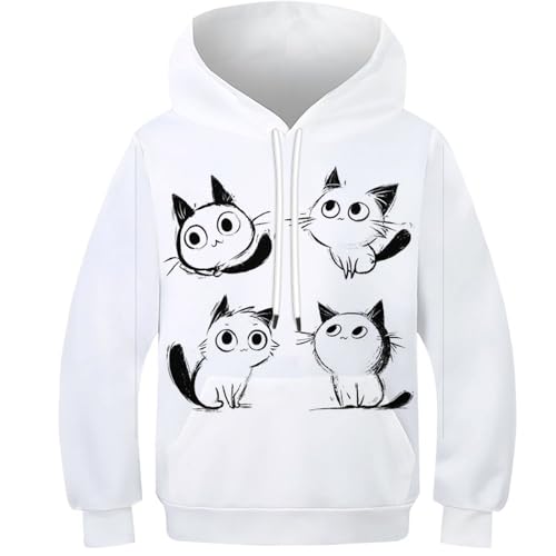 Sweat-shirt chat 3D novelty enfants sweat-shirts manches longues à capuche 9-11Y