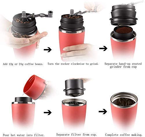 SXLCKJ Molinillo de café de Mano portátil, Molinillo de Mano portátil para el hogar, máquina de café pequeña, máquina de… - Imagen 4