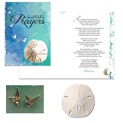Smiling Wisdom - Sand Dollar Prayers Gift Set - Sand Dollar Earrings and Real Sand Dollar for Woman - Sympathy, Grief, Sorrow - Spiritual in Nature