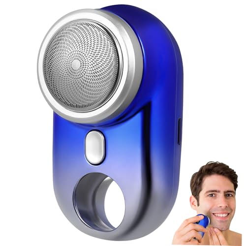 Ipetboom Mini Afeitadora Eléctrica Recargable para Hombre Diseño Ergonómico Motor Micro-shock Potente Pantalla LED Uso Portátil Casa Coche y Viajes Color Azul Degradado