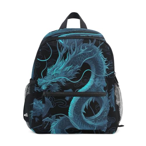 Cartable scolaire de 3 à 8 ans avec motif dragon bleu pour la rentrée en maternelle