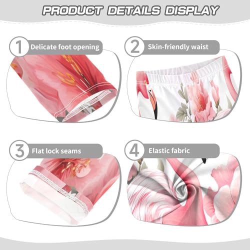 Toddler Girls Leggings Printed Yoga Pants Leggings Pink Floral Flamingo for Kids3