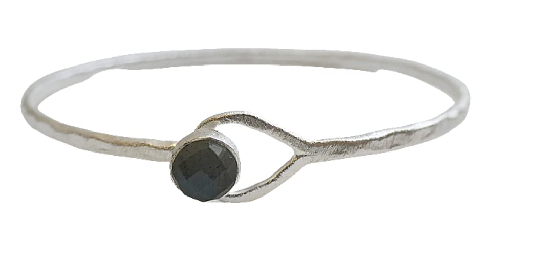 Sophia Rose Bracciale con Labradorite in Argento Sterling 925 - Design Minimalista con Pietra Naturale da 7 mm