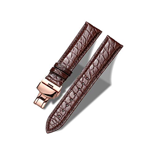 Image of Moran Genuine Leather Band Alligator and Cowhide Replacement Deployment Buckle Watch strap18mm to 24mm Crocodile Leather Strap for Men's and Women's