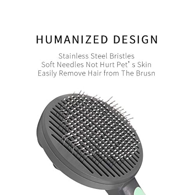 PAKEWAY Cat & Dog Grooming Brush - Self Cleaning, Release Button, Kitten & Pet Brush for Short, Medium & Long Hair (Green)-RBsrMlIE