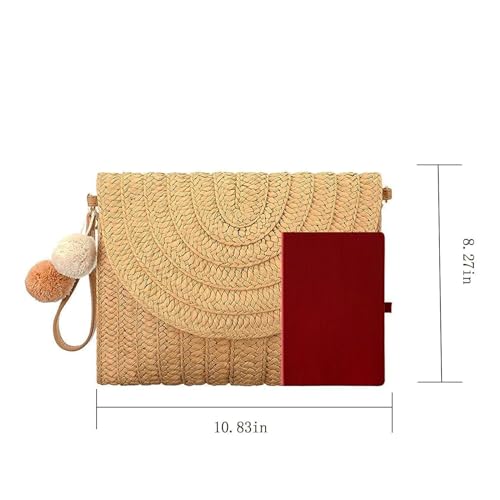 Mokoze Straw Bag for Women, Woven Tote with Magnetic Buckle Hand Woven for Travel, Party, Vacation Essentials for Women2