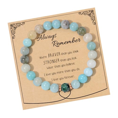 Jade Bracelet for Women Girls Natural Stone Bead Bracelets Green Emerald Bracelet Sister Wife Birthday Gift Ideas Stress Relief Gifts Best Friend Gift