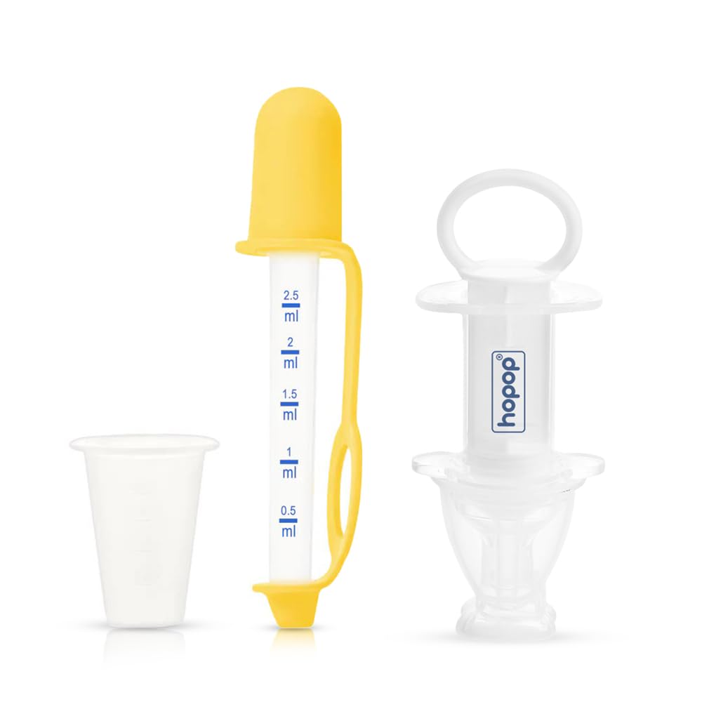 Hopop Medicine Dropper/Dispenser & Baby Medicine Syringe | Multipurpose Silicone Medicine Dropper Syringe/Feeder for Baby | Suitable form 0+ Months | BPA Free | Yellow & White-image-5