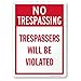 SmartSign 14 x 10 inch Funny â€œTrespassers Will Be Violatedâ€ No Trespassing Metal Sign, 40 mil Laminated Rustproof Aluminum, Red and White
