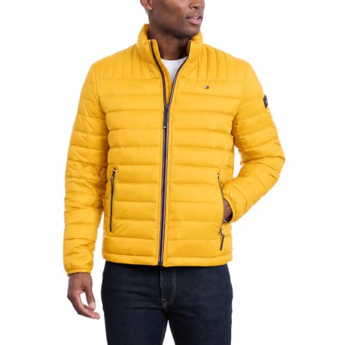 Image of Tommy Hilfiger Mens Embroidered Logo Puffer Jacket