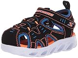  Skechers HYPNO-SPLASH SPLASH-N-PLAY, Sandalia para Niños, Black Synthetic/ Blue & Orange Trim, 24 EU