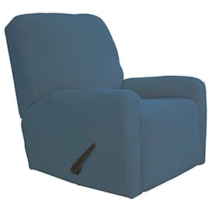 Easy-Going Recliner Stretch Sofa Slipcover Sofa Cover 4-Pieces Furniture Protector Couch Soft with Elastic Bottom,Polyester Spandex Jacquard Fabric Small Checks(Recliner,Bluestone)