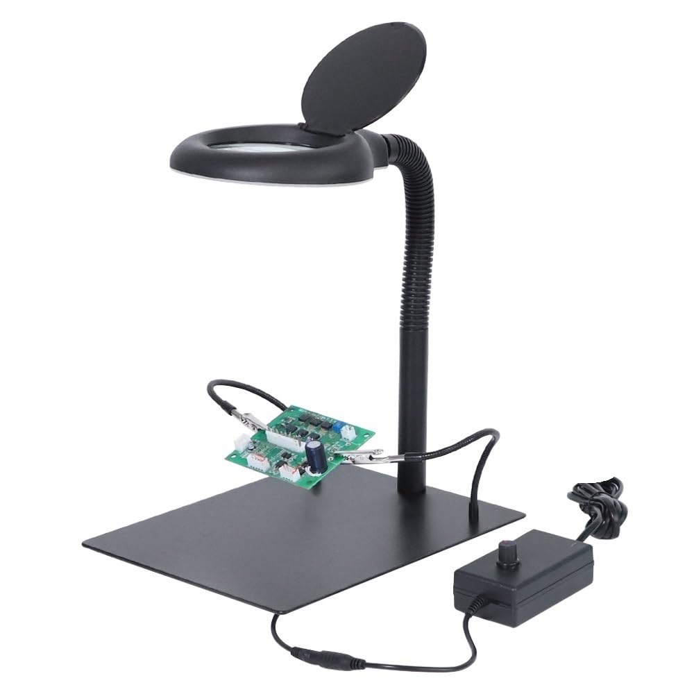 Accesorios para microscopios de Laboratorio Lupa de Mesa Luz 15X Aumento Brazo oscilante Regulable Iluminado 40 LED Lámpara de Escritorio for reparación de Soldadura electrónica