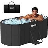 Bounvi ポータブルバスタブ 折り畳み浴槽 簡易風呂 露天風呂 水風呂 コンパクト 組み立て不要 収納便利 持運び便利 長時間保温 子供 大人用 家庭用 (ブラック フタなし 1.2M)