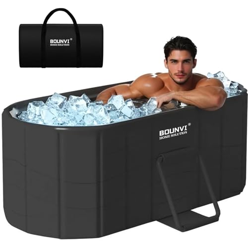 Image of 59''Portable insulated bathtub, Ice Bath Tub for Athletes, Inflation-free bathtub for shower, Ice Plunge Tub with Cover, Baths at Home & Outdoor