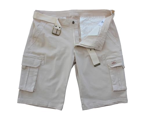 Bermuda pour homme en tissu extensible short vintage multipoches avec ceinture