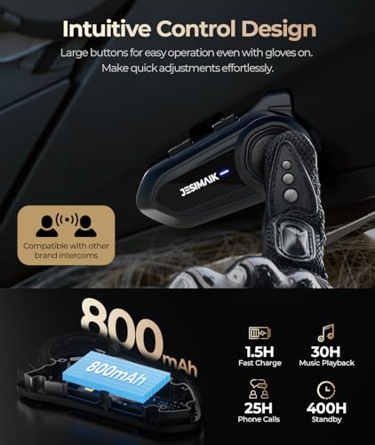 JESIMAIK Motorcycle Bluetooth Headset