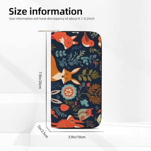 Owl Rabbit Birds Fox Printed Zip Around Long Wallet For Women Men Pu Leather Clutch Purse,Card Holder, Coin Pocket Stylish Travel Leather Billfold For Daily Use & Gifting4