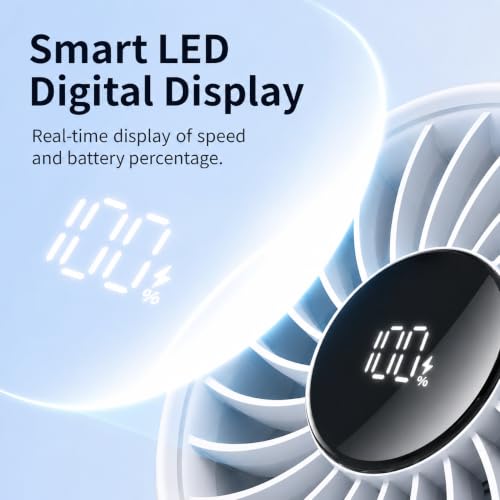 Image of JISULIFE Handheld Fan Life7, 5000mAh Portable Personal Fan, 5 Speeds Mini Desk Fan with Smart Digital Display, 150 Foldable, USB-C Rechargeable, Pink