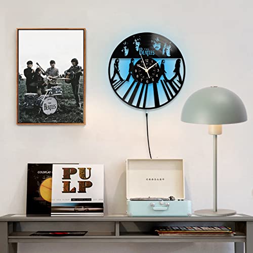 The Beatles Horloge disque vinyle 30,5 cm LED Rock Pop Bande de musique Décoration murale 7 couleurs Fait à la main… - Les Beatles, Paul McCartney, John Lennon, RIngo Starr, George Harrison The Beatles Horloge disque vinyle 30,5 cm LED Rock Pop Bande de musique Décoration murale 7 couleurs Fait à la main… – Image 5