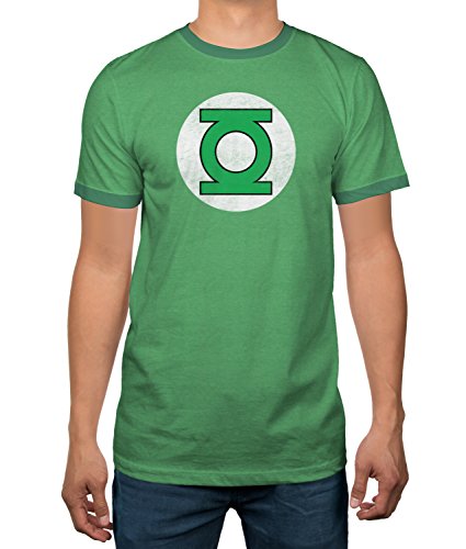 DC Comics Justice League Green Lantern Logo Licensed Ringer Mens T-Shirt (Medium)