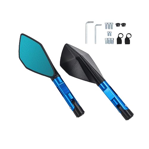 に適合する Z650 Z750 Z800 Z1000 Z900 ER6N ER6F アルミオートバイバックミラーサイドミラー 8 ミリメートル 10 ミリメートルバックミラー(Blue)